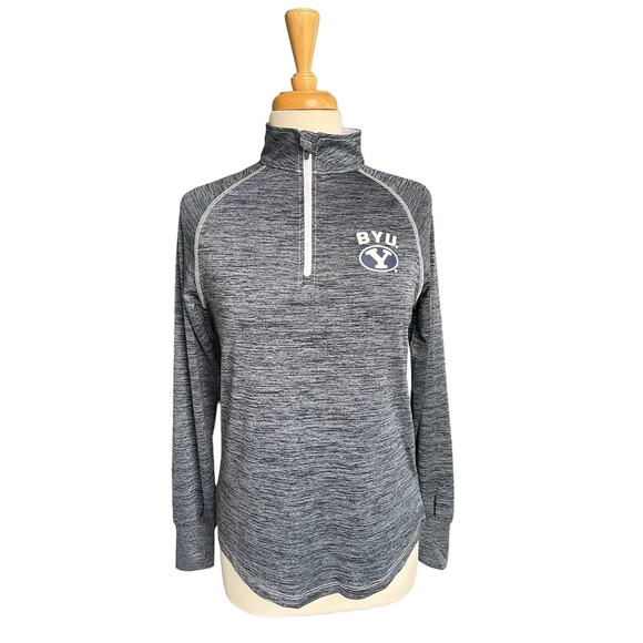 BYU Brigham Young Quarter Zip Pullover Long Sleeves Navy Blue Womens Size Large - Picture 1 of 8